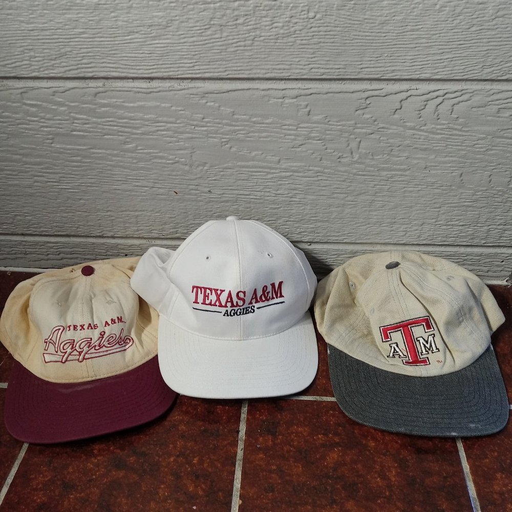 Vintage Lot 90s Texas A&M Aggies University Made in USA Snapback Hat Bundle